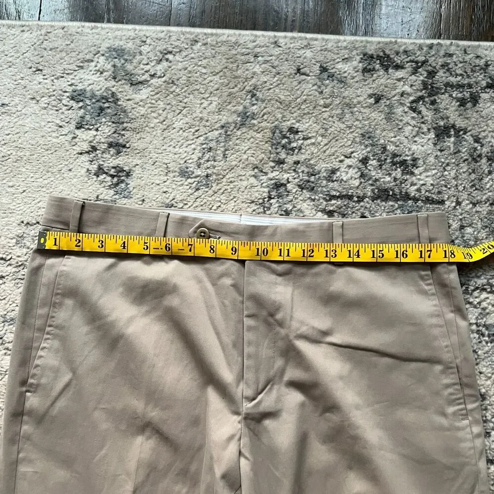 Zanella Parker Pants Mens 36 Tan Khaki Flat Front Cotton Dress Trousers NWOT